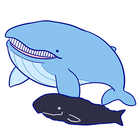 シロナガスクジラ、マッコウクジラのキャラクター画像