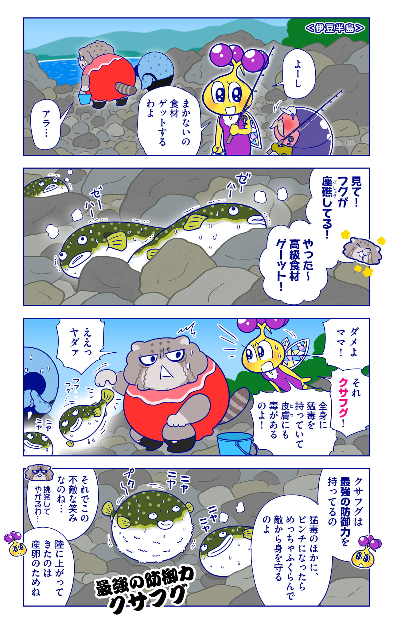 クサフグ VS ウツボについての漫画1枚目